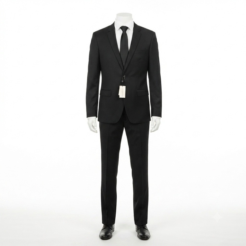 Alain Dupetit Suit Mens Black 3-Button Suit Set 40R Jacket 34W Pants AD-010 NEW